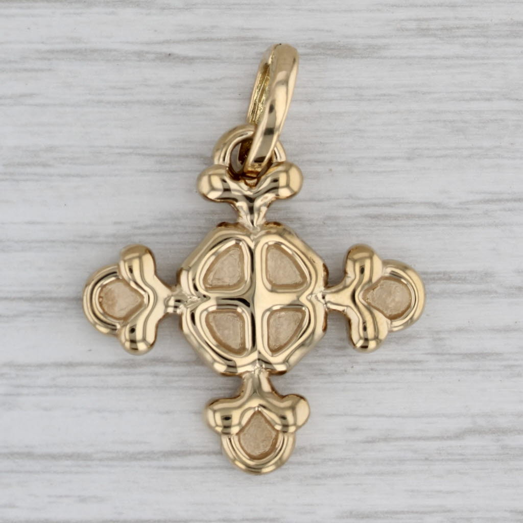 Gray Ornate Cross Pendant 18k Yellow Gold Enhancer Clip Bail