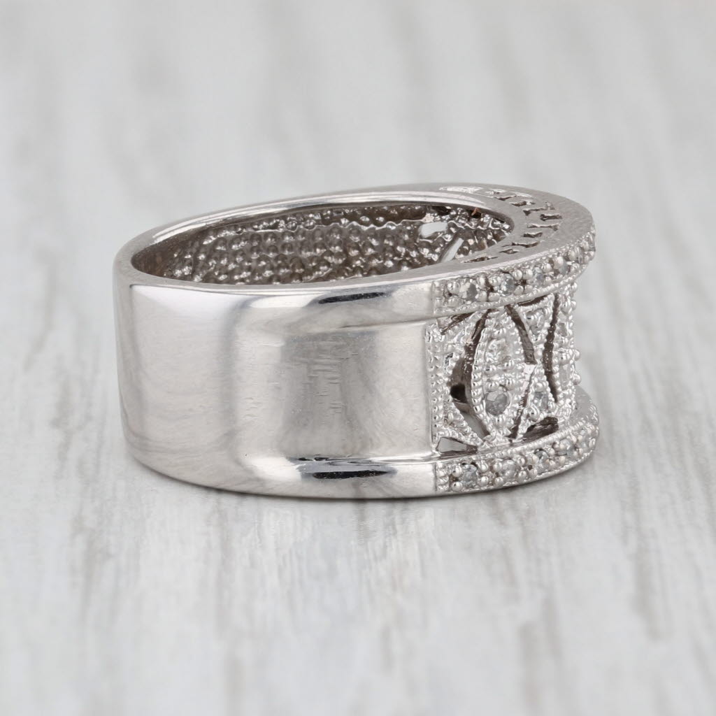 0.16ctw Diamond Ring 14k White Gold Ring 5.75 Wide Band