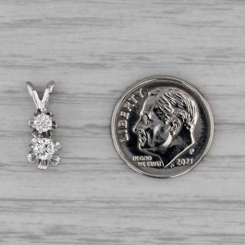 0.24ctw Diamond Graduated 2-Stone Pendant 14k White Gold Small Drop