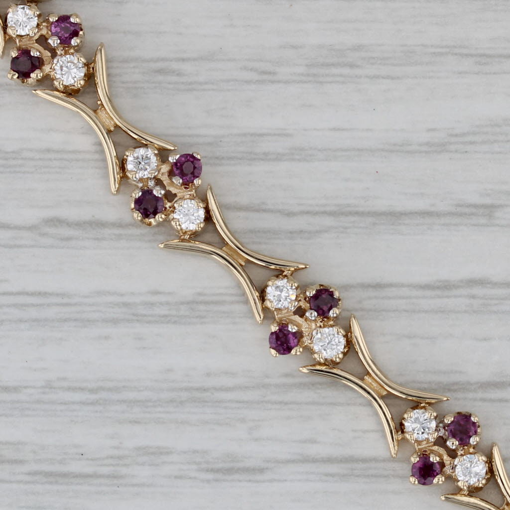 Gray 2.25ctw Ruby Diamond Tennis Bracelet 14k Yellow Gold 6.75" 7.4mm