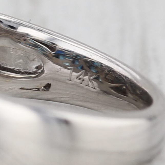 2.52ctw Blue Sapphire Diamond Ring 14k White Gold Size 7.25 Stackable