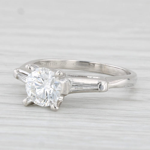 Light Gray Vintage 1.04ctw VVS2 Round Diamond Engagement Ring Platinum Size 4.5 GIA