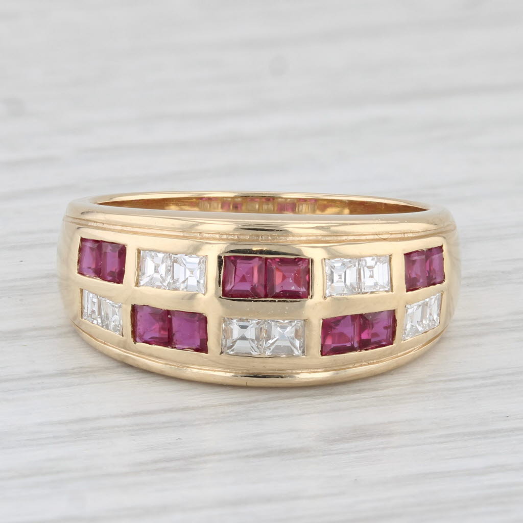 Light Gray 1.20ctw Diamond Ruby Ring 18k Yellow Gold Size 7.25