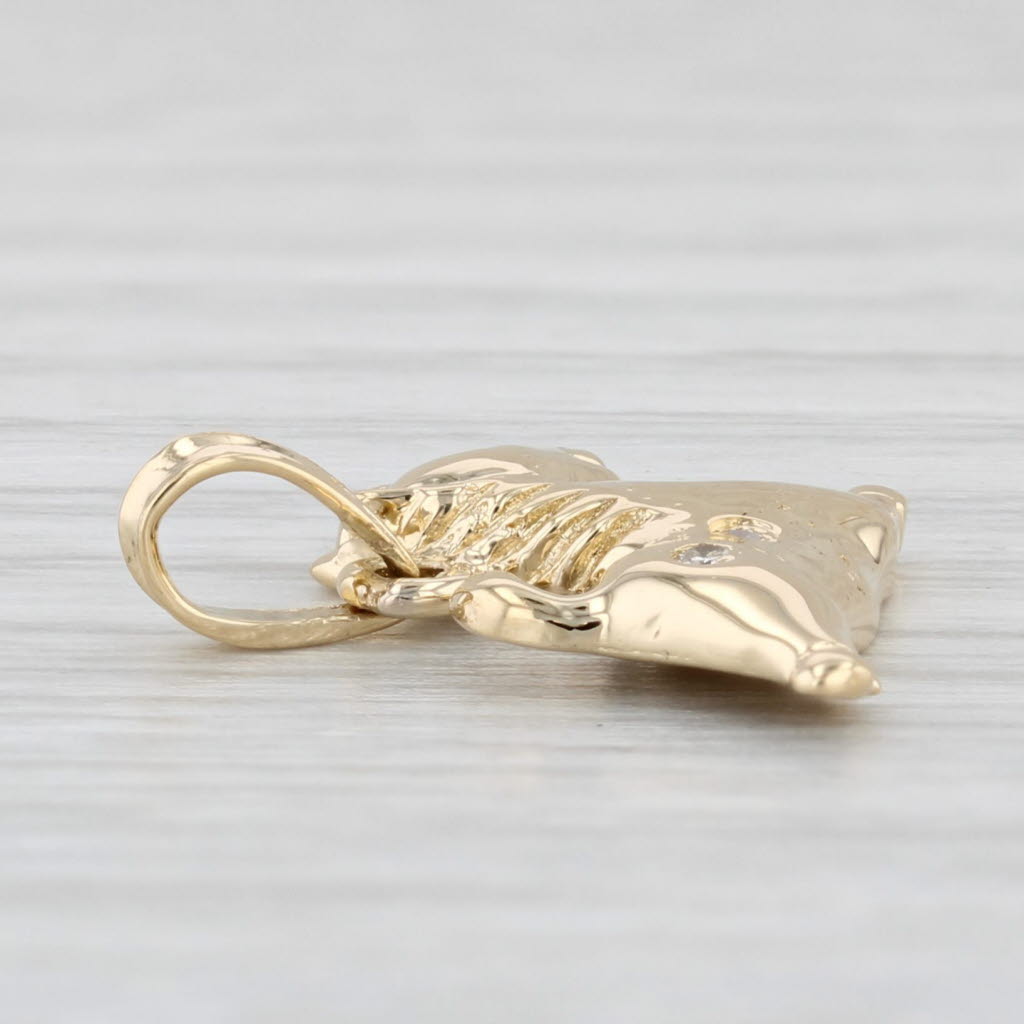 Light Gray Diamond Pony Tiny Horse Pendant 18k Yellow Gold Charm