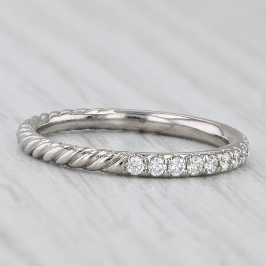 Light Gray David Yurman 0.33ctw Diamond Eden Partway Band 18k White Gold Stackable Ring