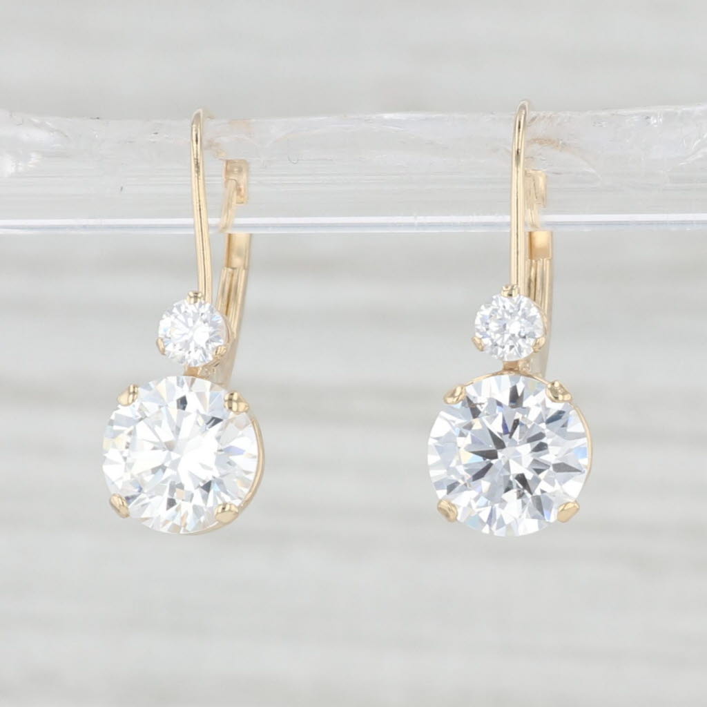 Light Gray 2.69ctw Cubic Zirconia Drop Earrings 14k Yellow Gold