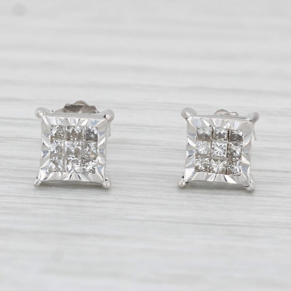 0.36ctw Diamond Princess Stud Earrings 10k White Gold