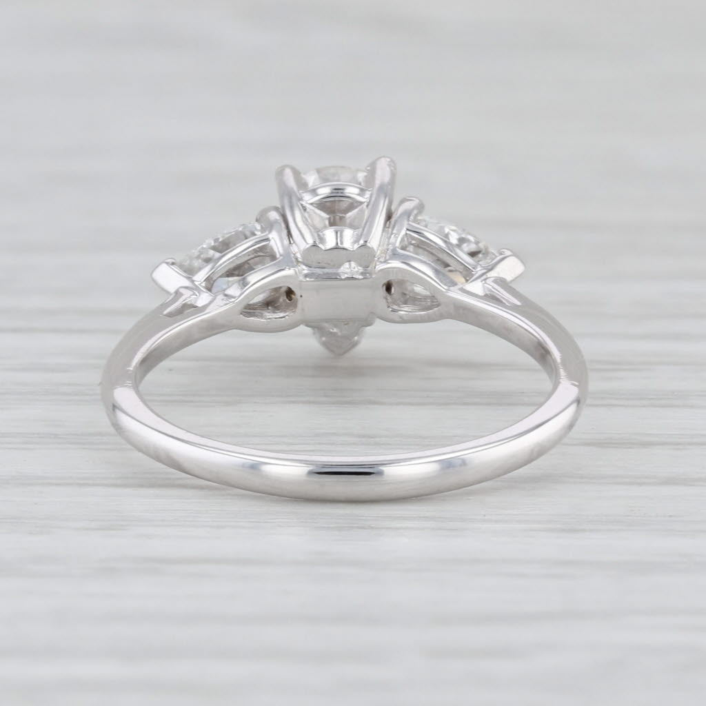 GIA 1.01ct Pear 3-Stone Diamond Engagement Ring 14k White Gold Size 6.25