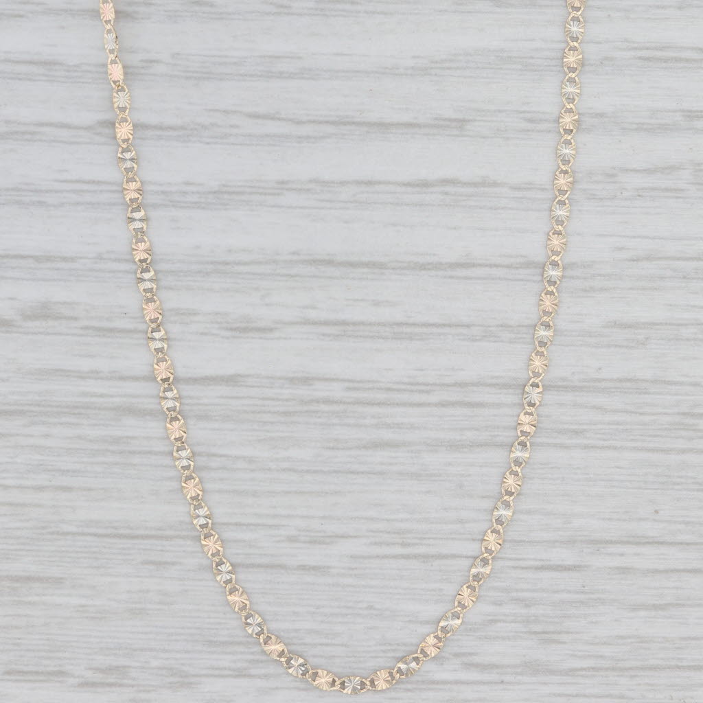 Light Gray Swirl Link Necklace 18" 1.8mm 14k Yellow Gold