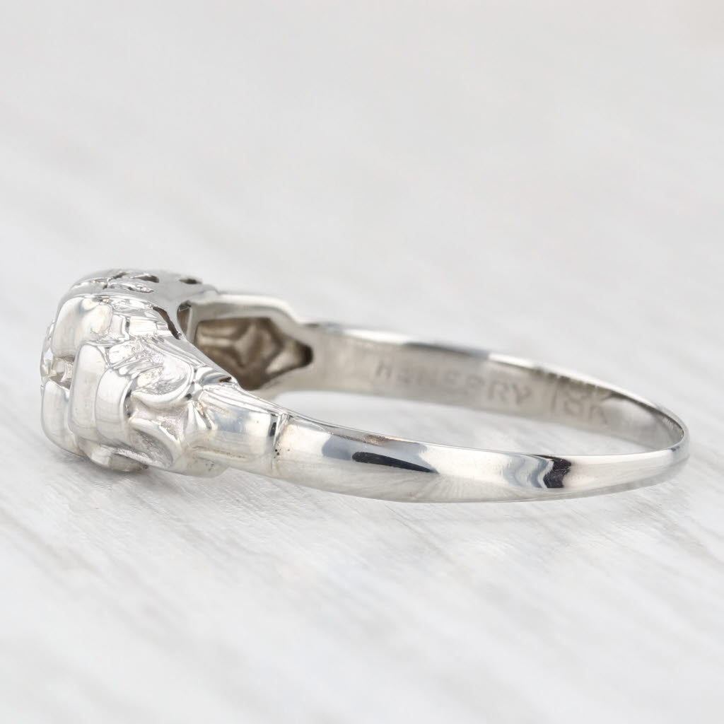 Light Gray Vintage 0.15ctw Transitional Diamond Engagement Ring 18k White Gold Size 7.5