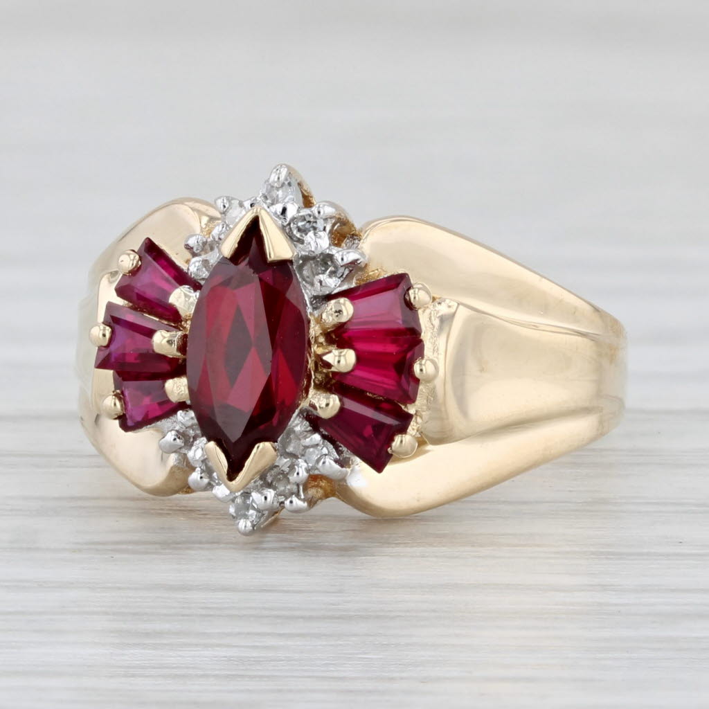 Light Gray 1.45ctw Lab Created Ruby Marquise Ring 14k Yellow Gold Size 6.75