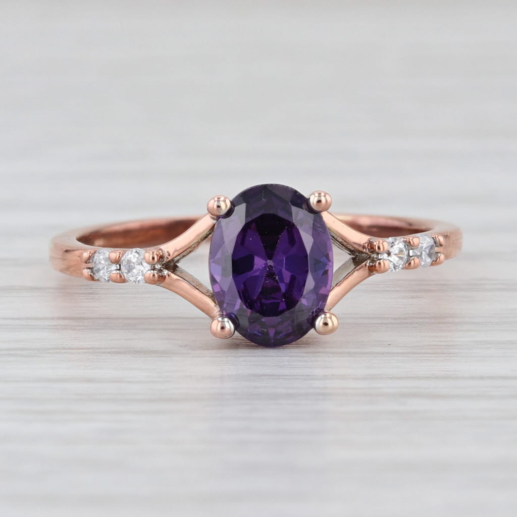 1.96ctw Purple White Cubic Zirconia Ring 14k Rose Gold Size 8