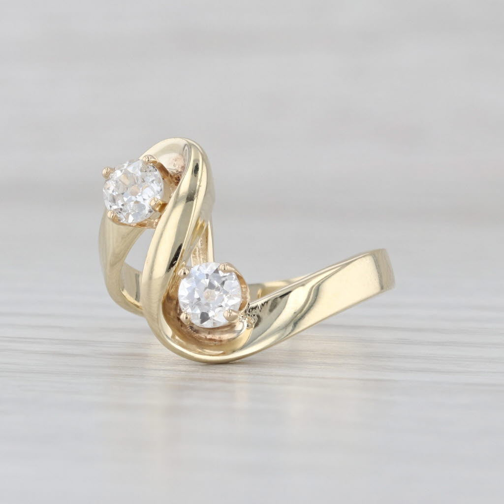 0.50ctw 2-Stone Diamond Bypass Ring 14k Yellow Gold Size 5.5