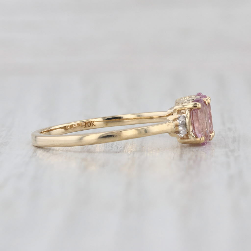 1.54ctw 3-Stone Pink Spinel Ring 10k Yellow Gold Size 9.25 Diamond Accents