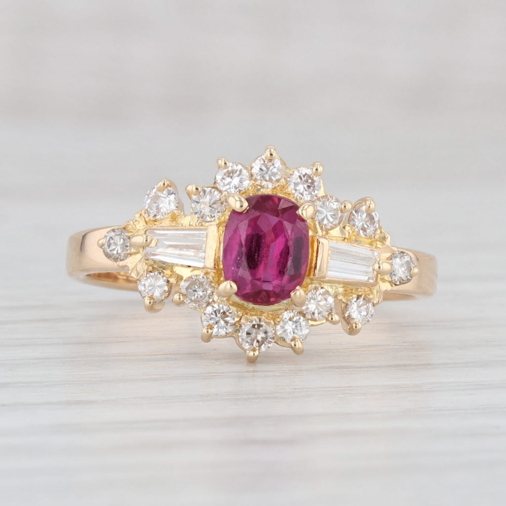 Light Gray 1.19ctw Oval Ruby Diamond Ring 18k Yellow Gold Size 7.5