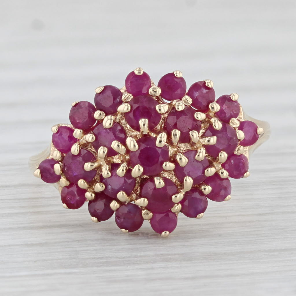 Light Gray 1.75ctw Ruby Cluster Ring 10k Yellow Gold Size 8 Cocktail