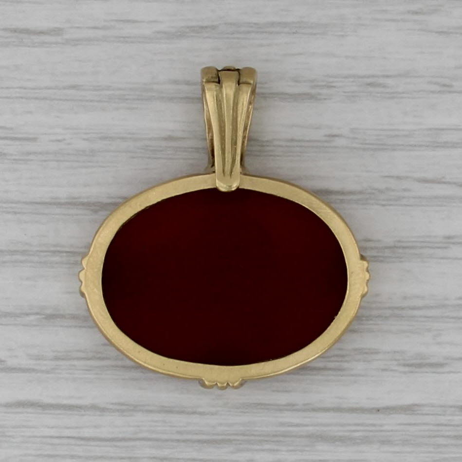 Slane & Slane Sardonyx Lion Carved Enhancer Pendant 18k Gold Clip Bail