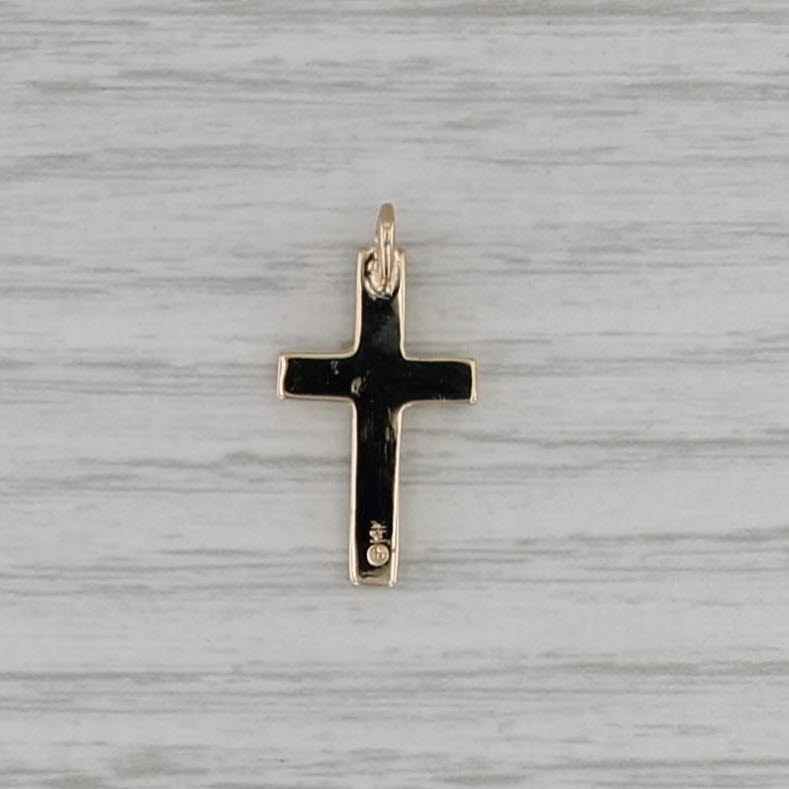Small Nugget Cross Pendant 14k Yellow Gold Religious Jewelry