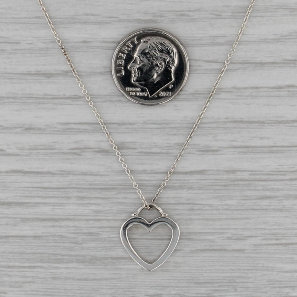 Tiffany & Co Open Heart Pendant Necklace Sterling Silver Cable Chain 15.75"