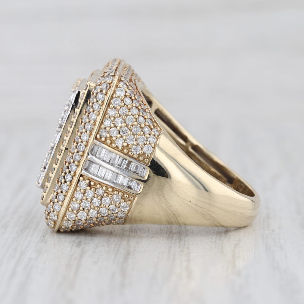 3.97ctw Diamond Cluster Halo Ring 10k Yellow Gold Size 9.75