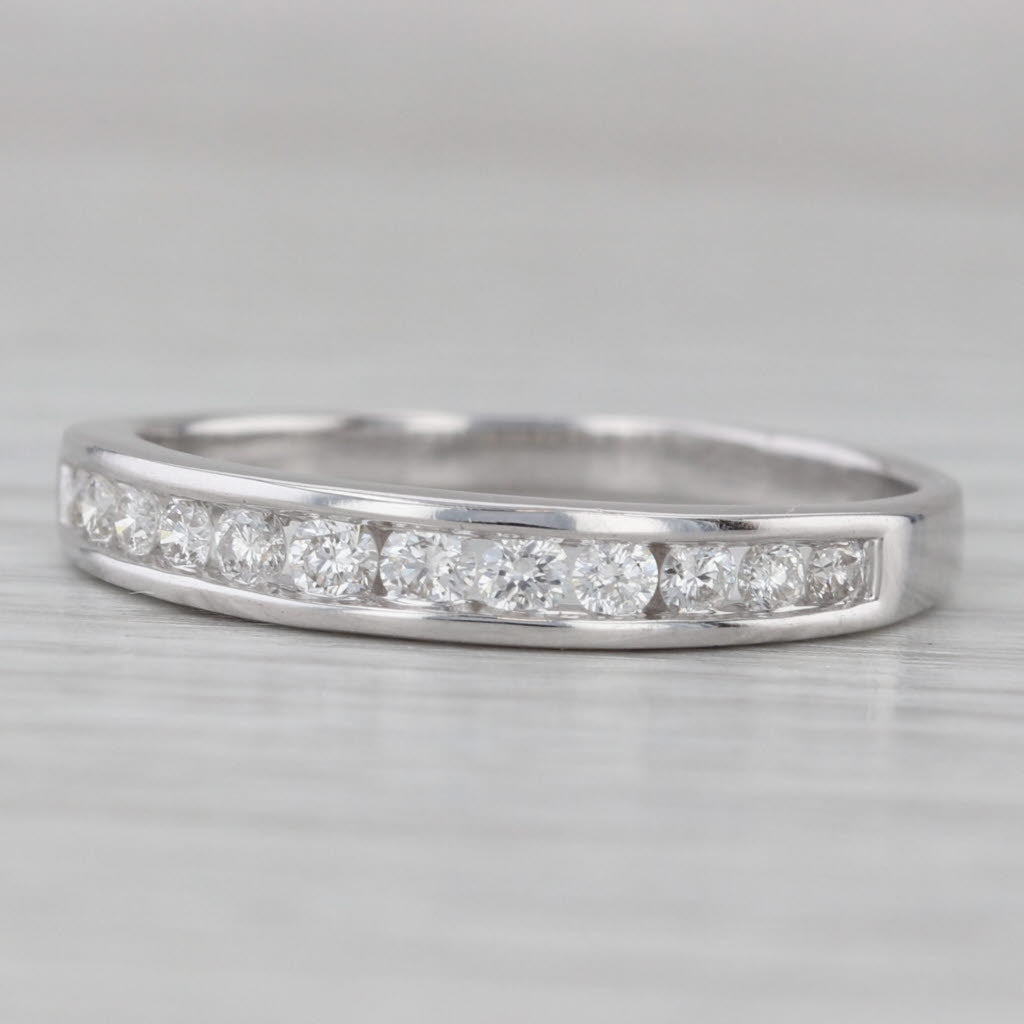 0.42ctw Diamond Men's Wedding Band 14k White Gold Size 10.25