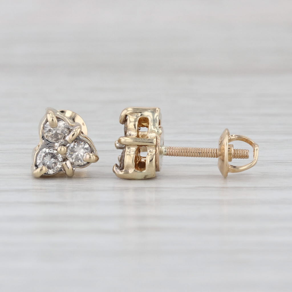 0.40ctw Diamond 3-Stone Stud Earrings 14k Yellow Gold