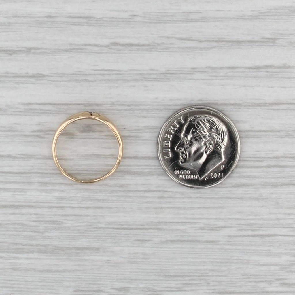 Vintage Diamond Star Solitaire Ring 10k Yellow Gold Band Engraved Small Size 2