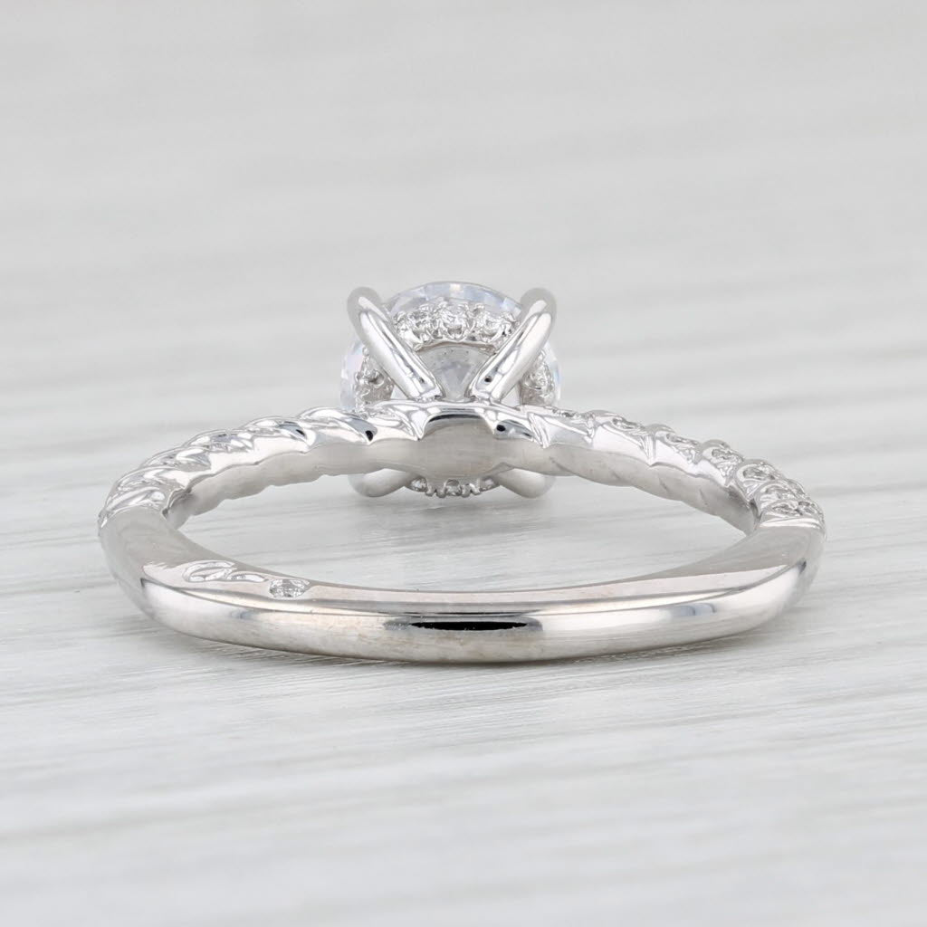 Light Gray A Jaffe Round Semi Mount Diamond Engagement Ring 18k White Gold Size 6