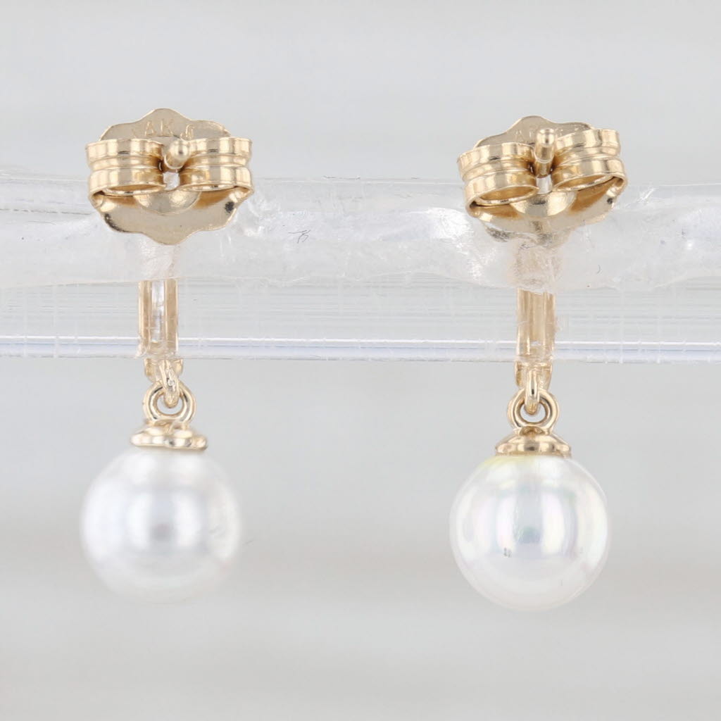 Cubic Zirconias Imitation Pear Dangle Earrings 14k Yellow Gold Drops