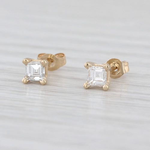 0.36ctw Square Diamond Solitaire Stud Earrings 14k Yellow Gold Studs VS2 G-H