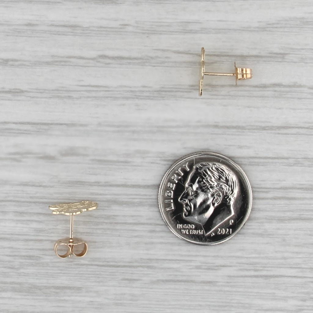 Minnie Mouse Stud Earrings 10k Yellow Gold Disney Cartoon Studs for Pierced Ears