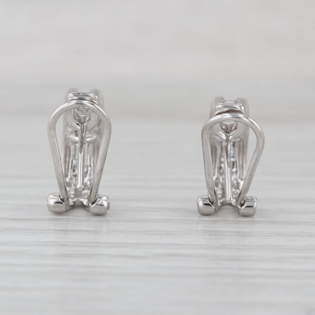 0.48ctw Diamond J-Hook Earrings 14k White Gold Omega Back Pierced Drops