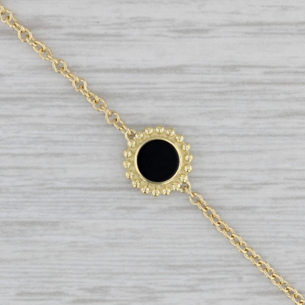 Gray New Lagos Caviar Onyx Covet Bracelet 18k Yellow Gold 7.25" Cable Chain