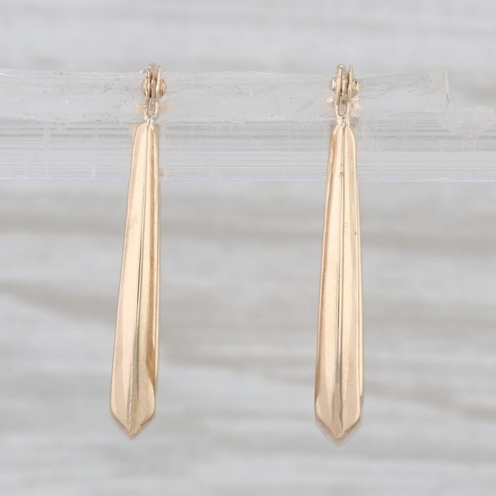 Beveled Hoop Earrings 14k Yellow Gold Snap Top Hoops