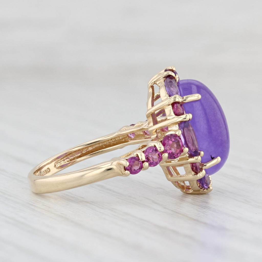 Light Gray Purple Quench Jade Amethyst Garnet Ring 14k Yellow Gold Size 5