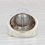 Gray Simulated Pearl Ring Sterling Silver Size 6 Round Button Solitaire