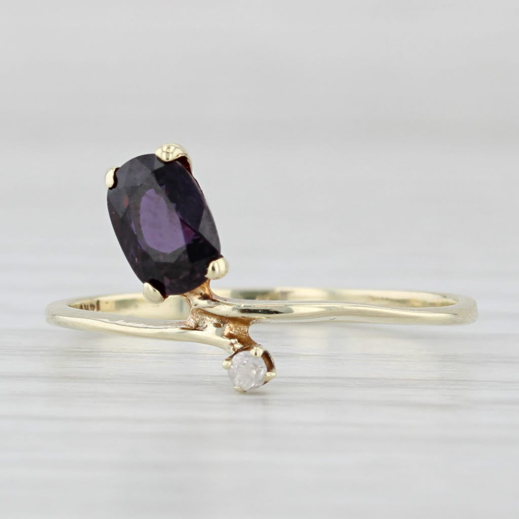 Light Gray Purple Fantasy Sapphire Diamond Ring 14k Yellow Gold Size 6.5 Bypass