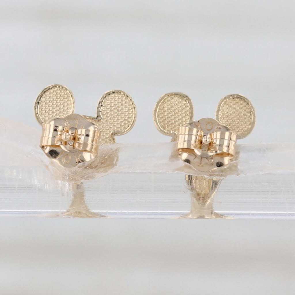 Mickey Mouse Stud Earrings 10k Yellow Gold Disney Cartoon Studs for Pierced Ears