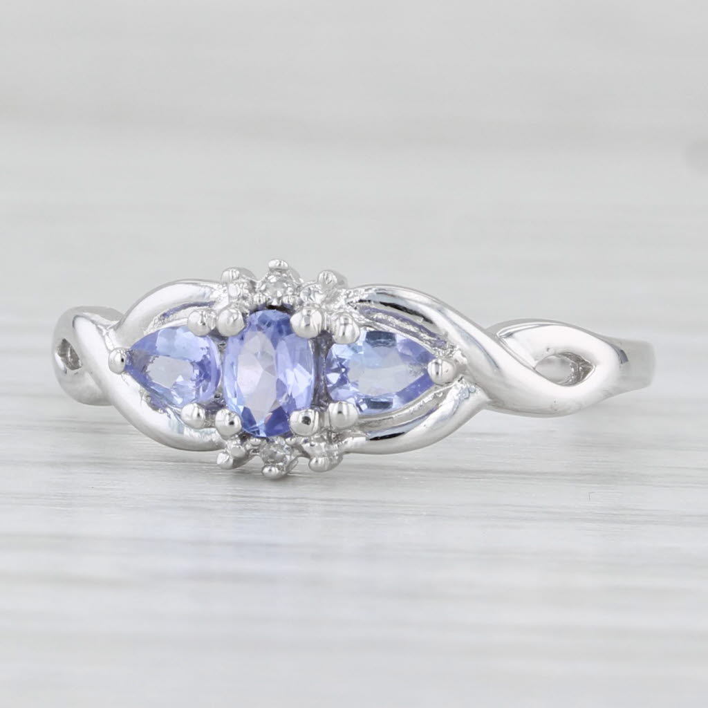 Light Gray New 0.60ctw Tanzanite Diamond Ring 10k White Gold Size 6.75