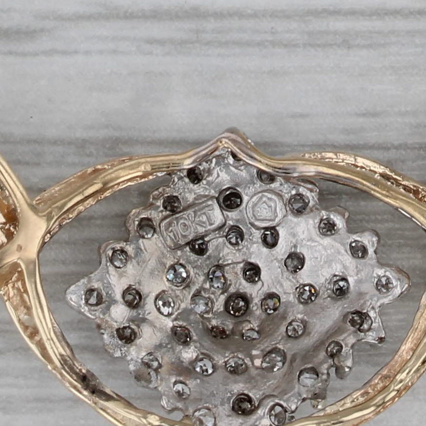 Dark Gray 0.50ctw Diamond Clusters Necklace 10k Yellow Gold 16.75 Curb Chain