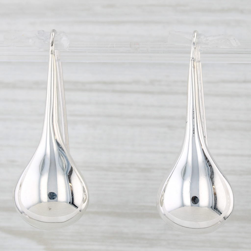 Light Gray Silver Teardrop Earrings Hook Posts Sterling Mexico