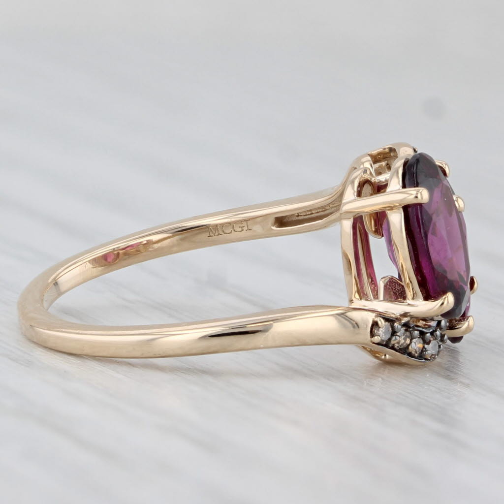 Light Gray 2.56ctw Garnet Diamond Bypass Ring 10k Yellow Gold Size 5.25