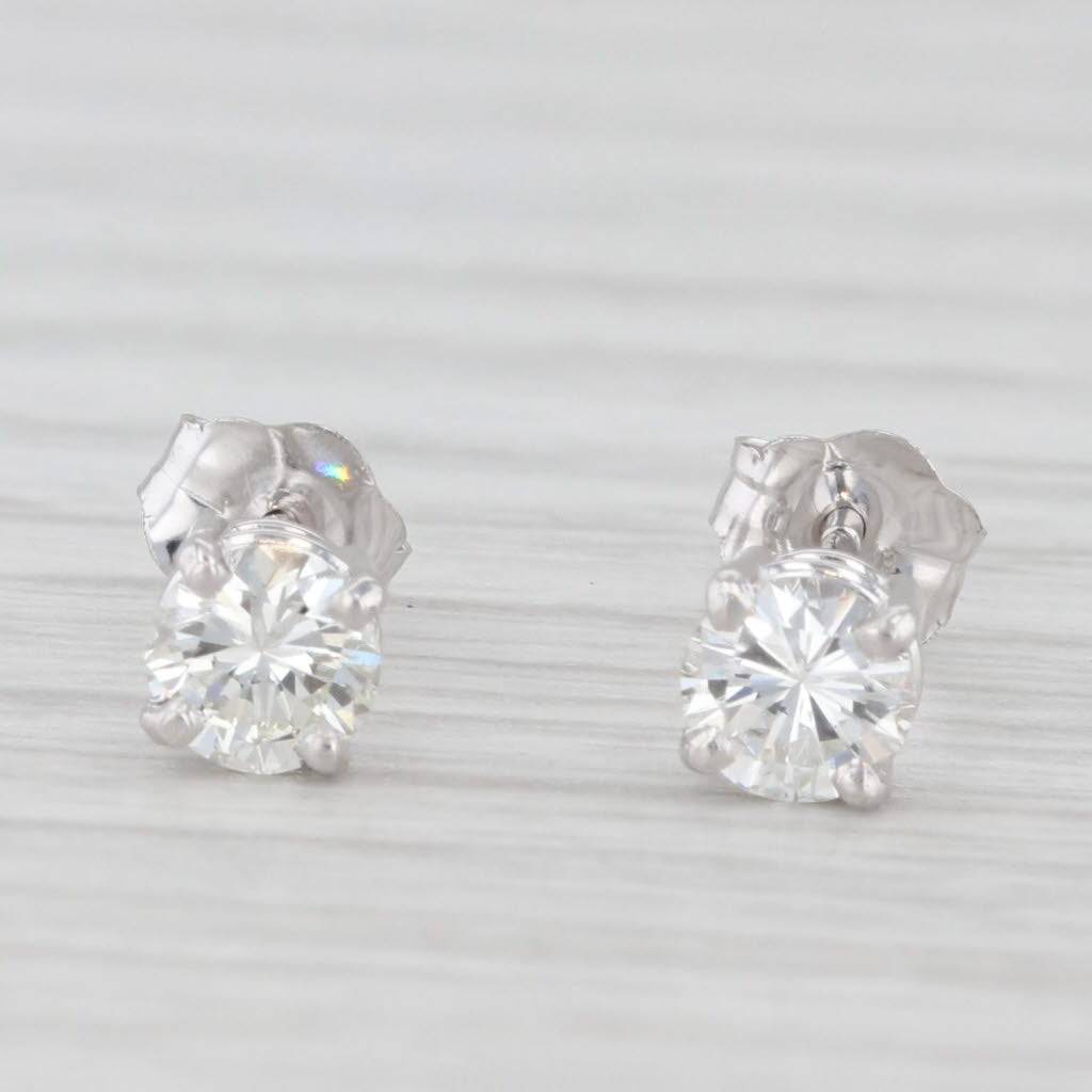 Light Gray New 0.47ctw Diamond Stud Earrings 14k White Gold Round Solitaire Studs