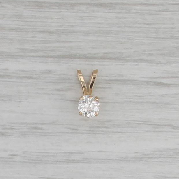 0.32ct Diamond Round Solitaire Pendant 14k Yellow Gold Small Drop