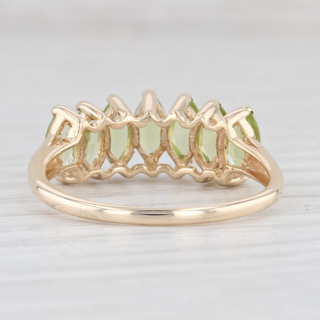 Light Gray 2ctw Tiered Marquise Peridot Ring 10k Yellow Gold Size 9