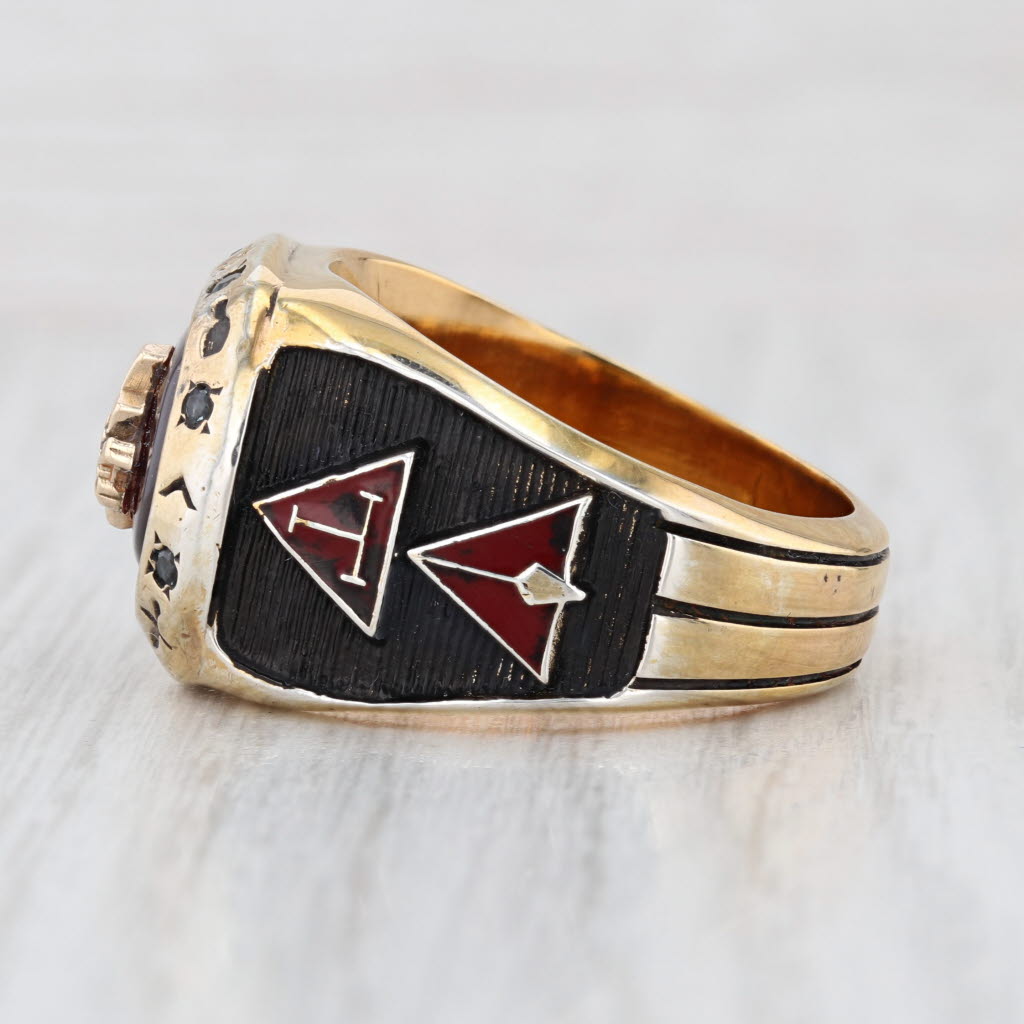 Knights Templar Signet Ring Sterling Silver Masonic Blue Lodge Triple Tau Trowle