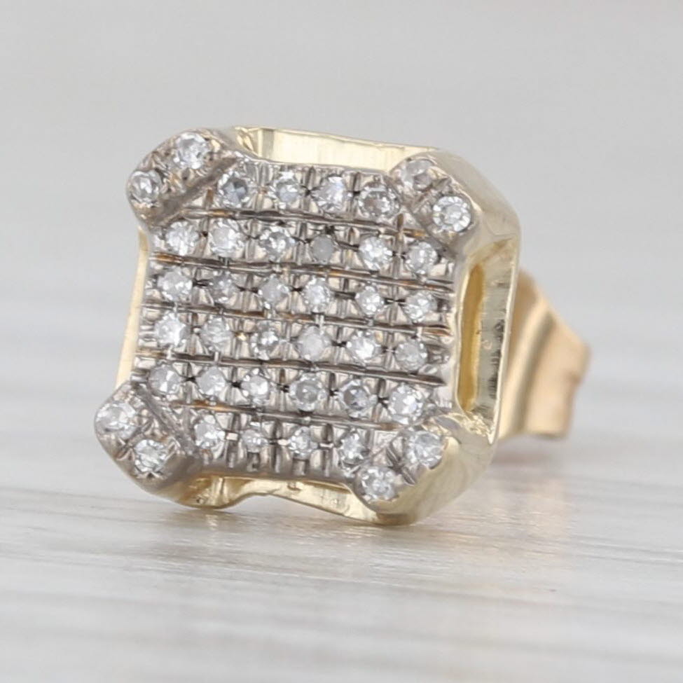 Gray Single 0.10ctw Diamond Stud Earring 10k Yellow Gold