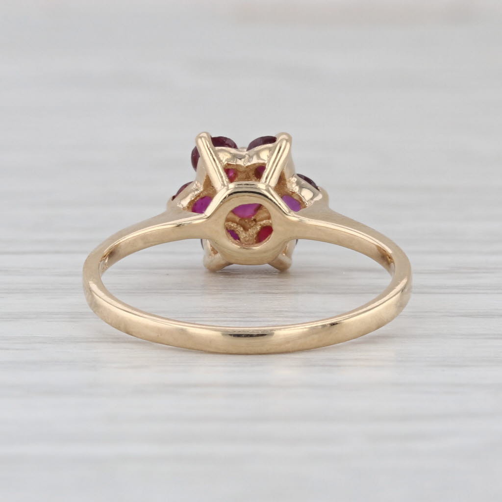 0.92ctw Ruby Flower Ring 14k Yellow Gold Size 6.75