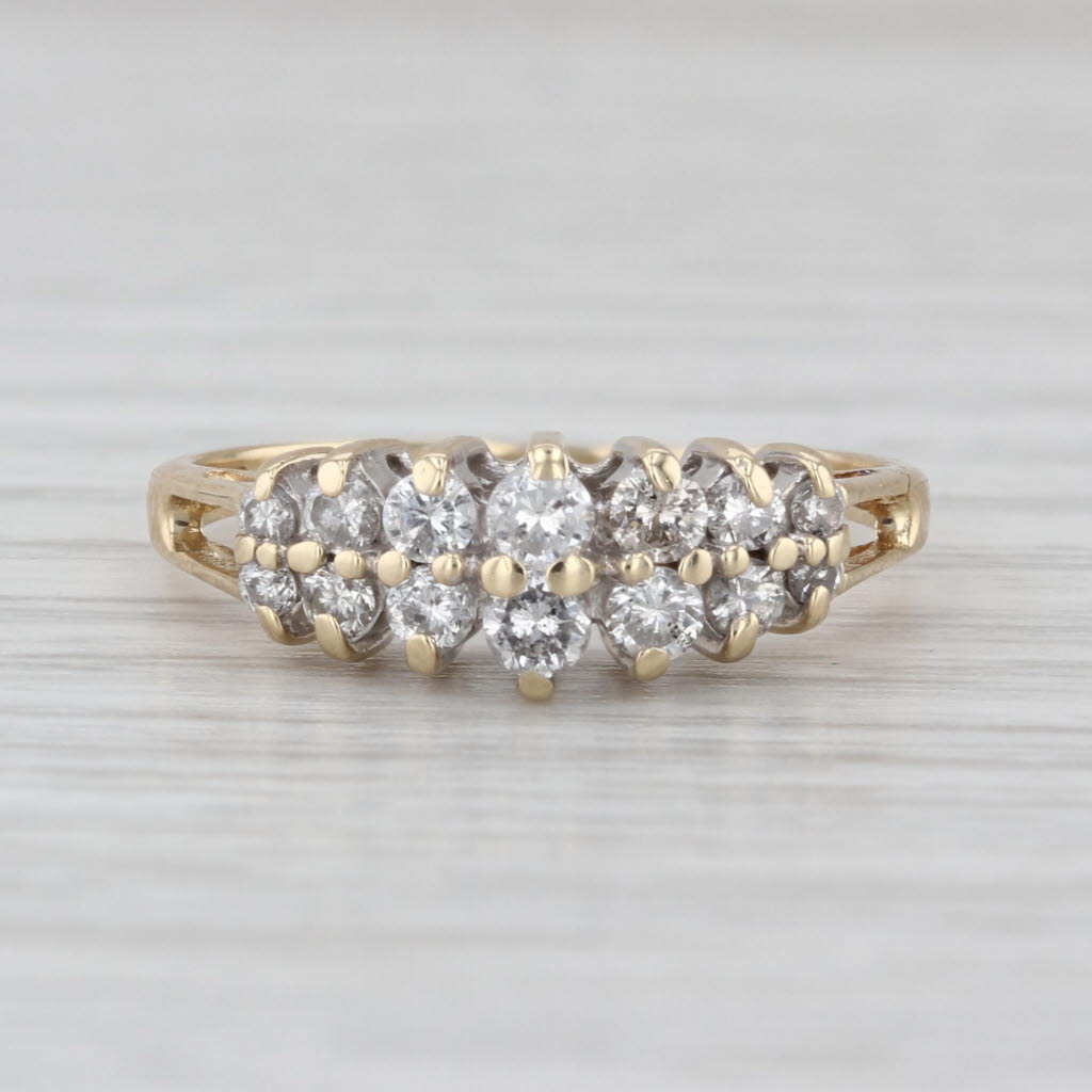 0.45ctw Diamond Pyramid Rooftop Ring 14k Yellow Gold Stackable Wedding Band Size 7