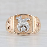 Light Gray 0.15ctw Diamond Shriners Masonic Signet Ring 14k Gold Platinum Size 11.75
